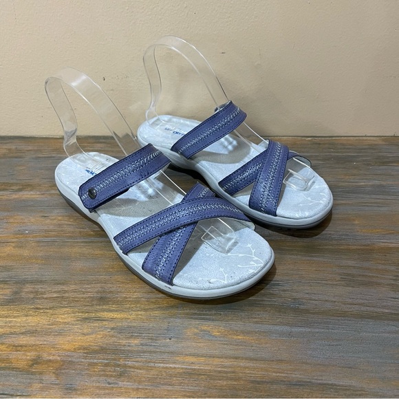 Skechers Cross Strap Slip On Sandals Purple Memory Foam Comfort Womens 8 - Picture 1 of 9